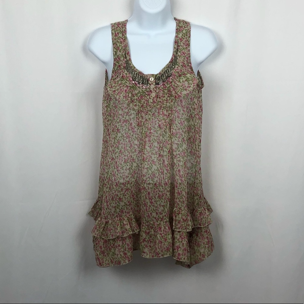 Solitaire sheer embellished sleeveless top S